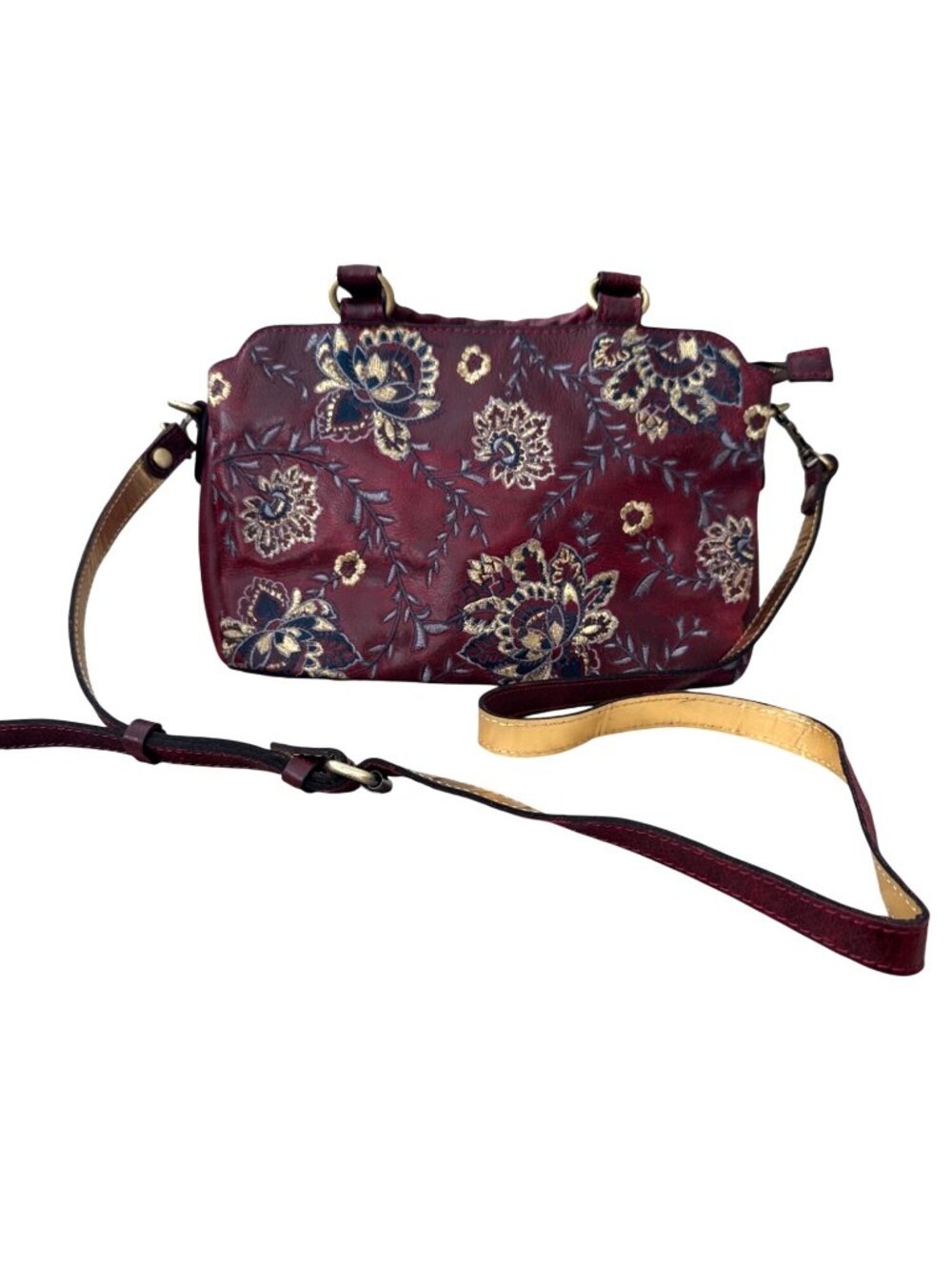 Patricia Nash Provencial Artesa Embroidery Handbag Purse Burgundy Red